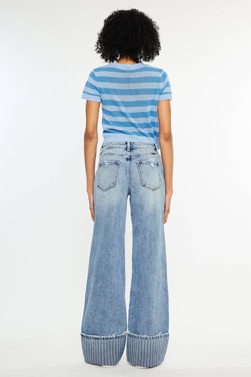Kan Can Stripe Cuffed Jeans