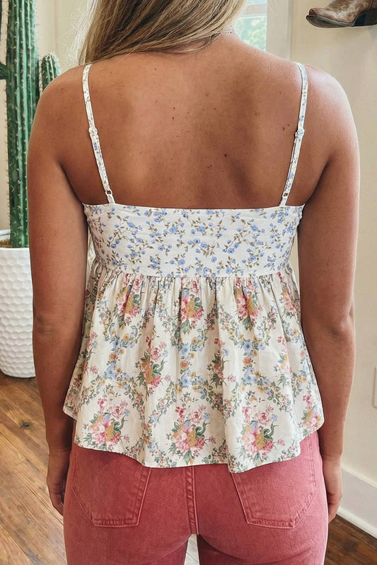 Western Floral Print Patchwork Top