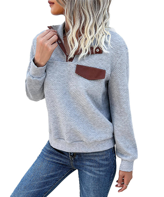 Long-sleeved Brown Pocket Sweater