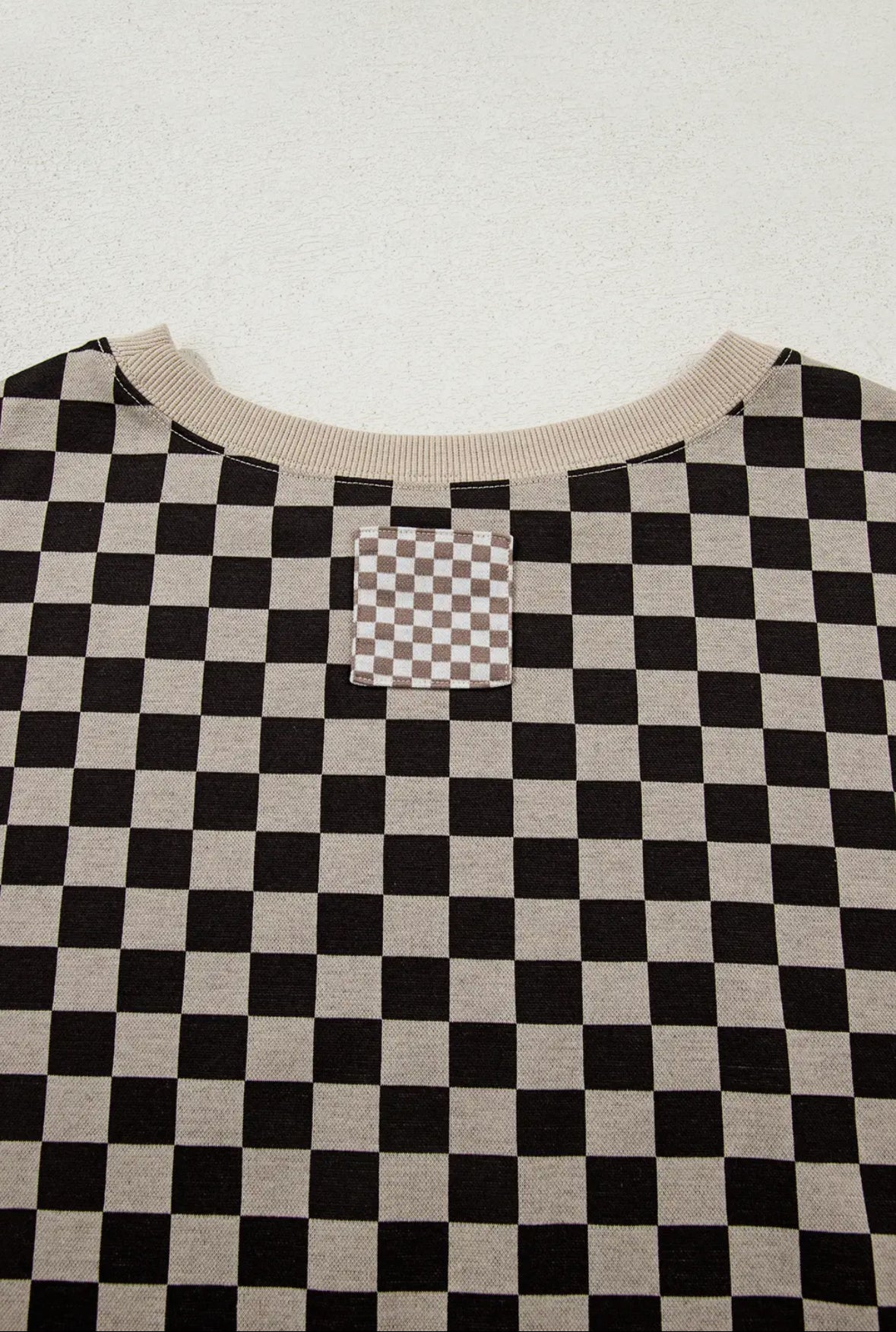 Checkered Pattern Patchwork Sweater