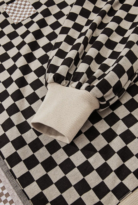 Checkered Pattern Patchwork Sweater
