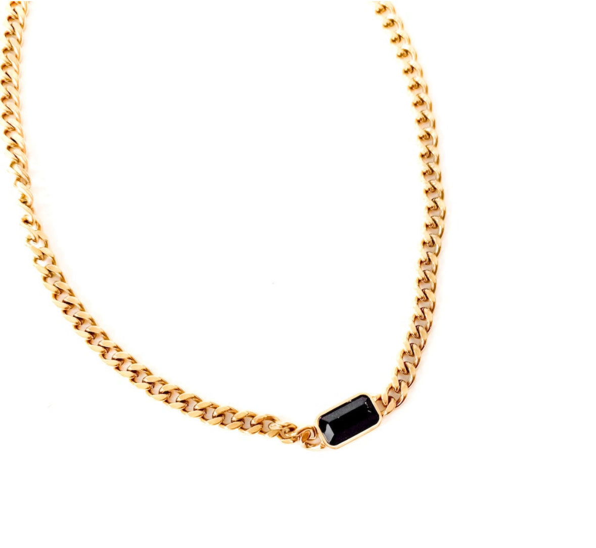 Black Stone Chain Necklace