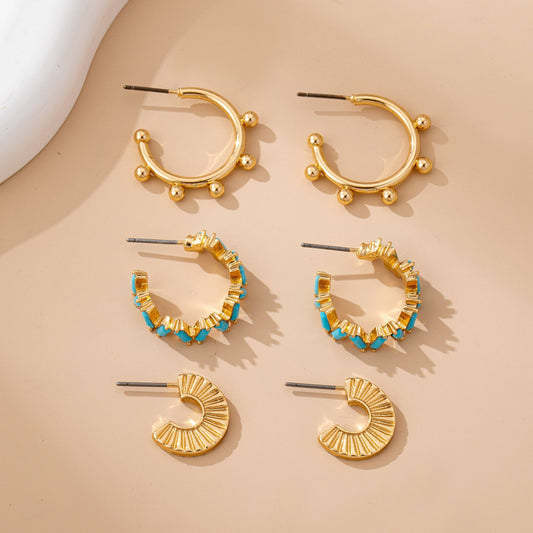 Turquoise Hoop Trio Earring Set