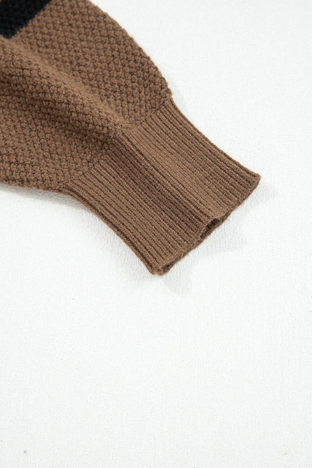 Block Knit Striped Sleeve Sweater
