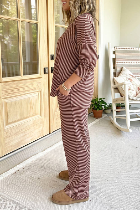 Striped Oversized Top and Pants Set