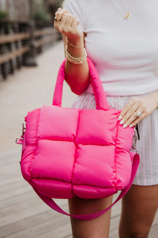 Pink Puffer Tote Bag