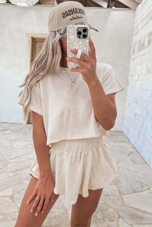 Reynah | Cropped Tee and Ruffle High Waist Skort Set