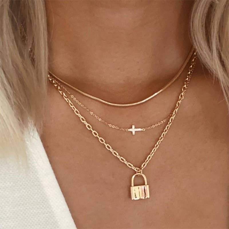 LOCK LAYERED NECKLACE