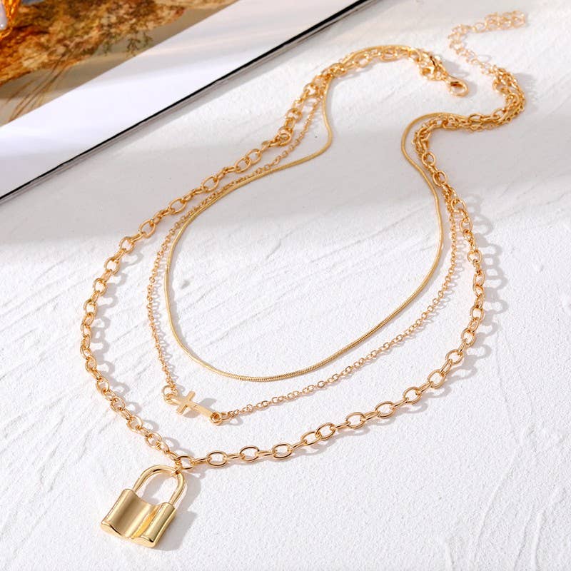 LOCK LAYERED NECKLACE