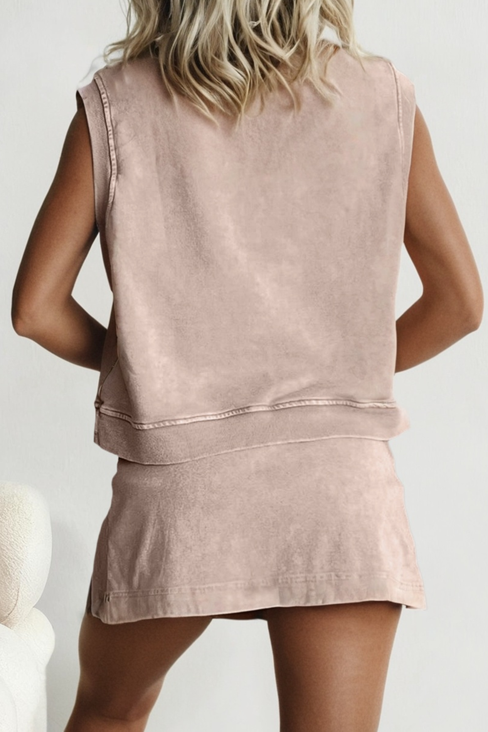 Mineral-Wash Tank Top and Lined Split Skirt Set