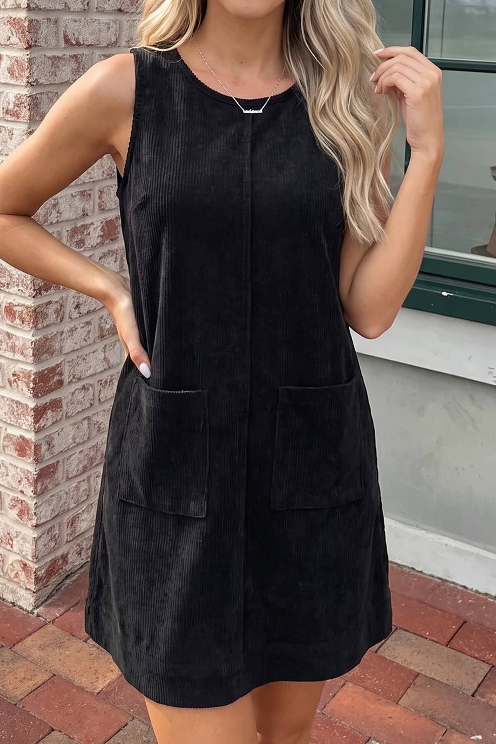 Corduroy Dress With Patched Pockets