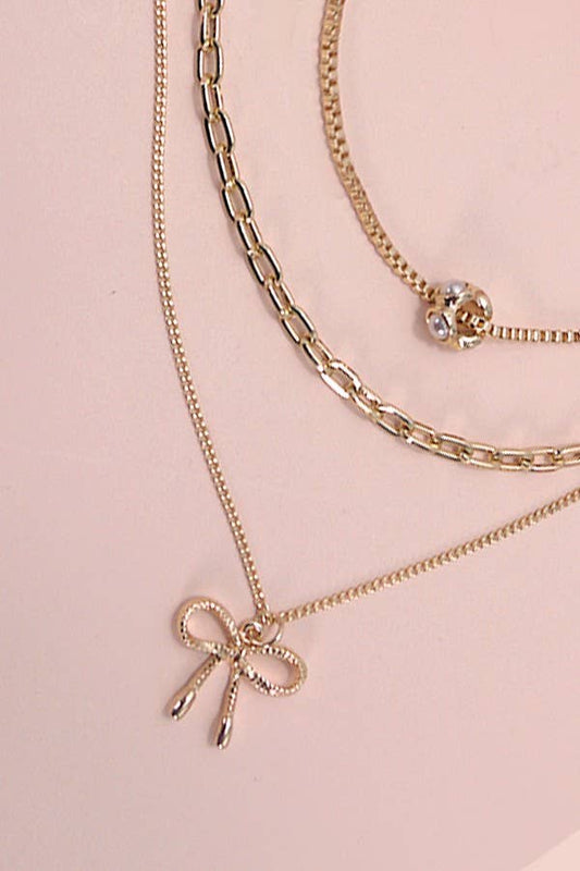 PEARL BOW CAHRM NECKLACE
