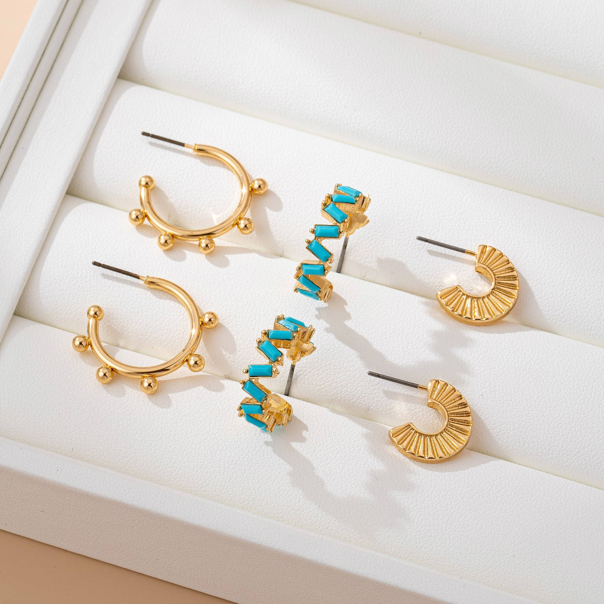 Turquoise Hoop Trio Earring Set