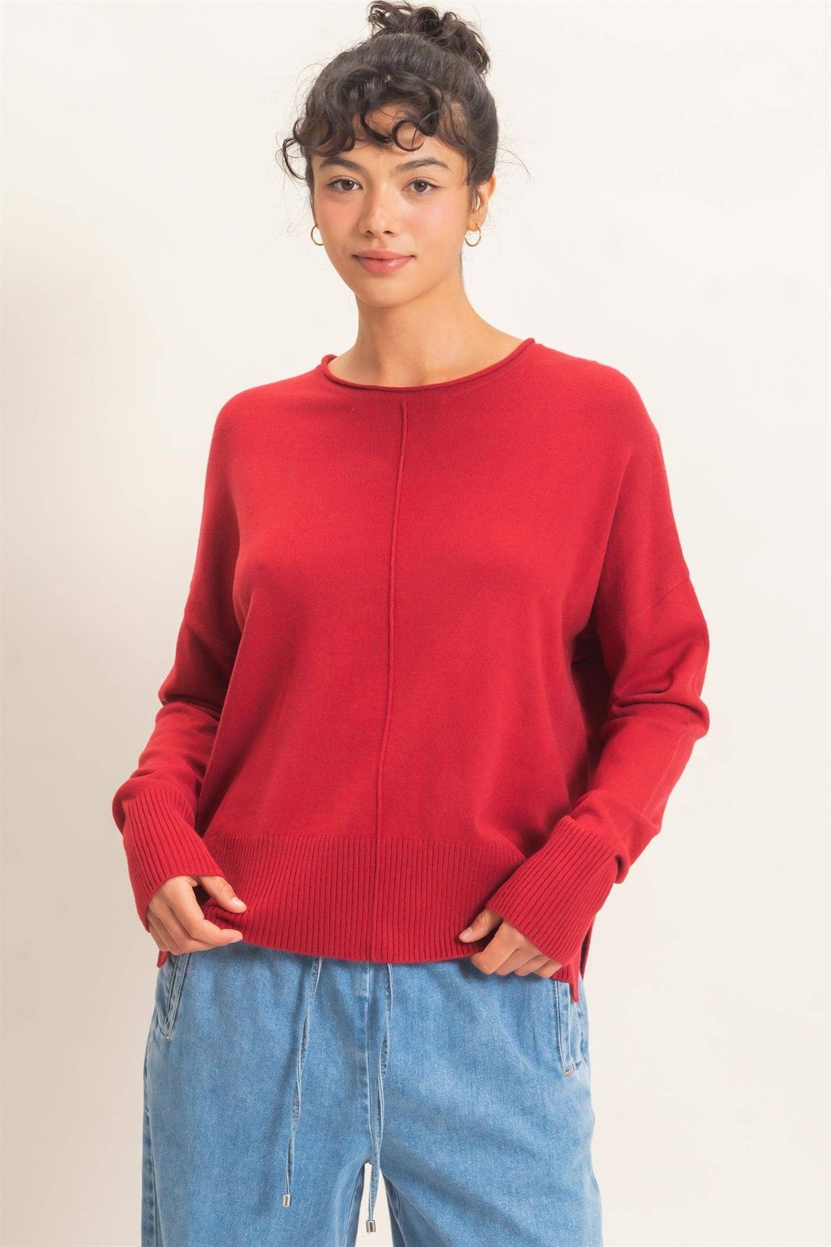 Roll Neck Seam Detail Sweater