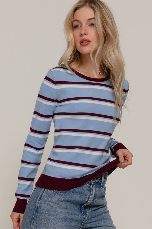 Blue and Brown Stripe Sweater