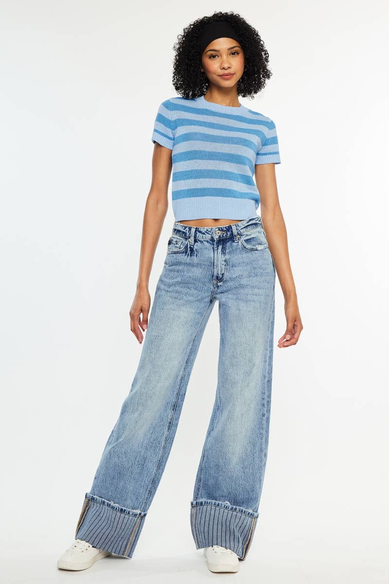 Kan Can Stripe Cuffed Jeans