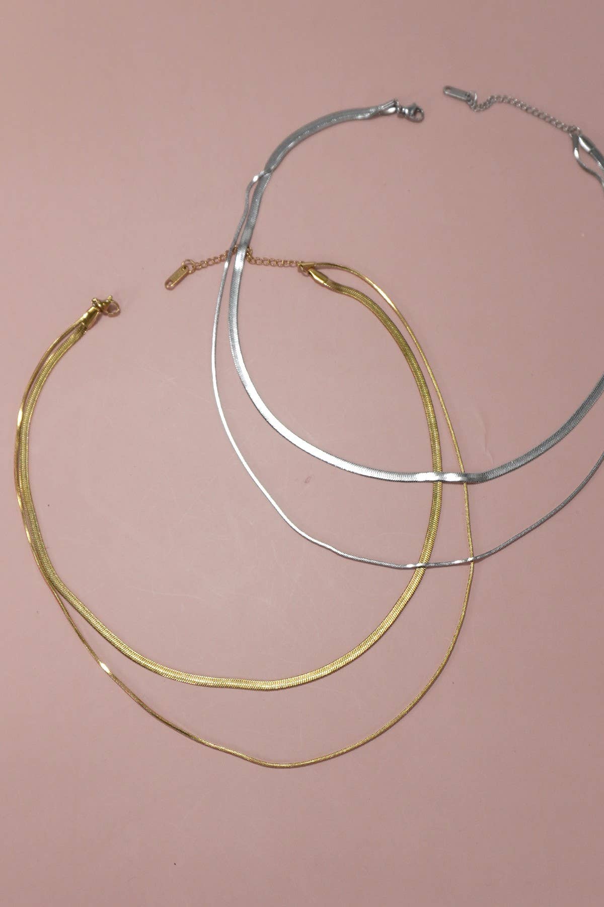 Multi-Layer Herringbone Snake Chain Necklace