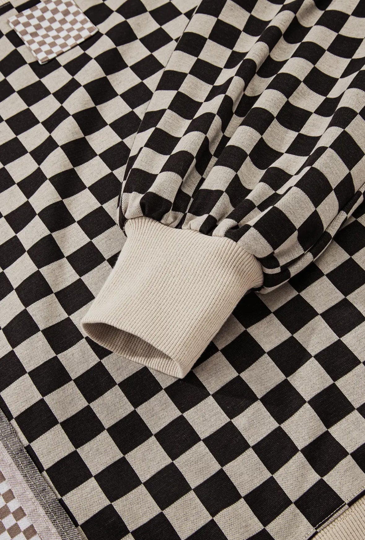 Checkered Pattern Patchwork Sweater