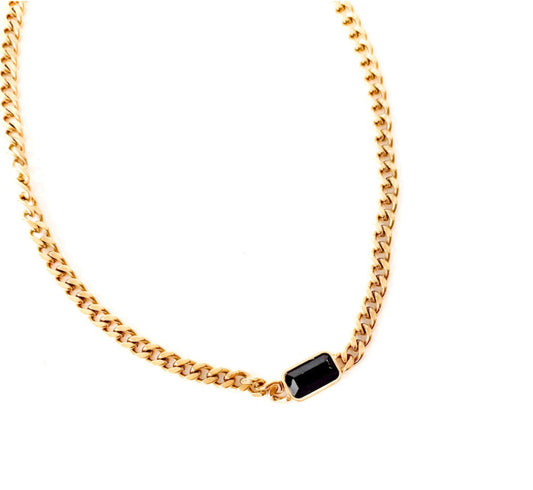 Black Stone Chain Necklace