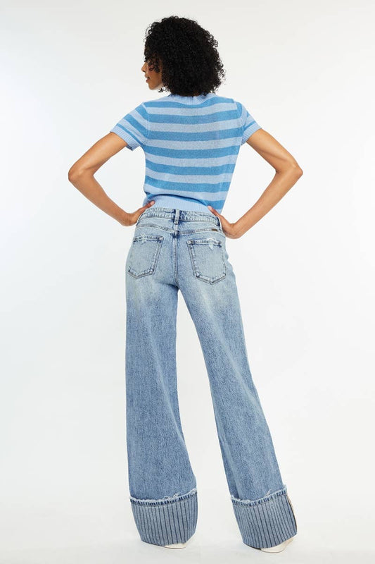 Kan Can Stripe Cuffed Jeans