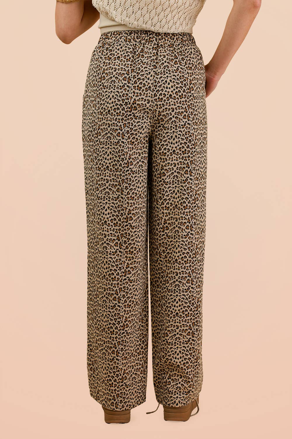 Animal Print Linen Wide Leg Pants