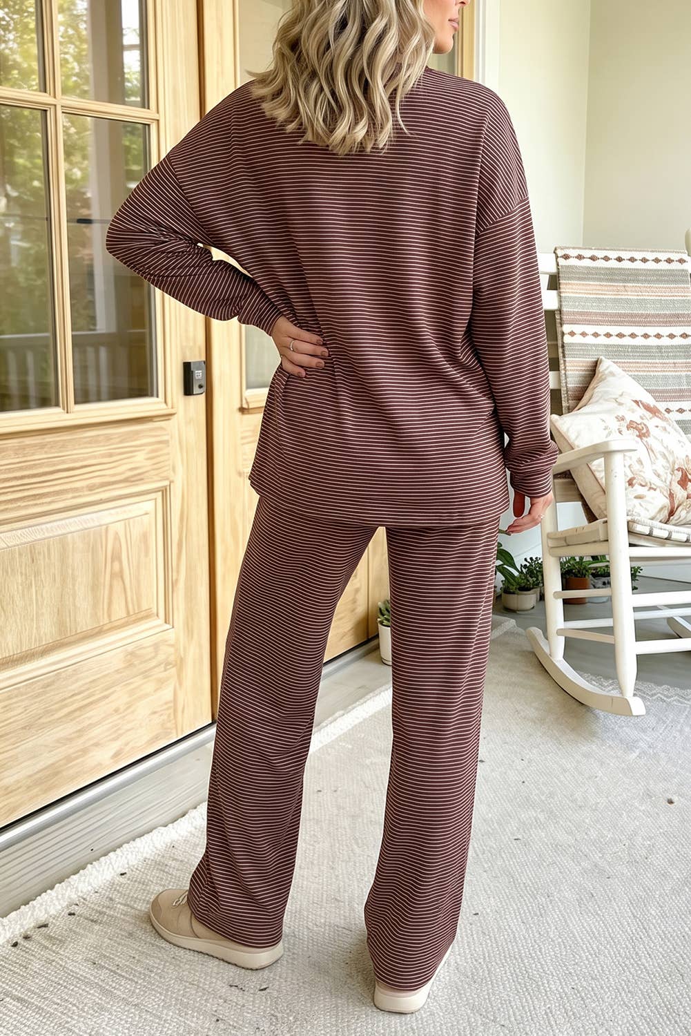 Striped Oversized Top and Pants Set