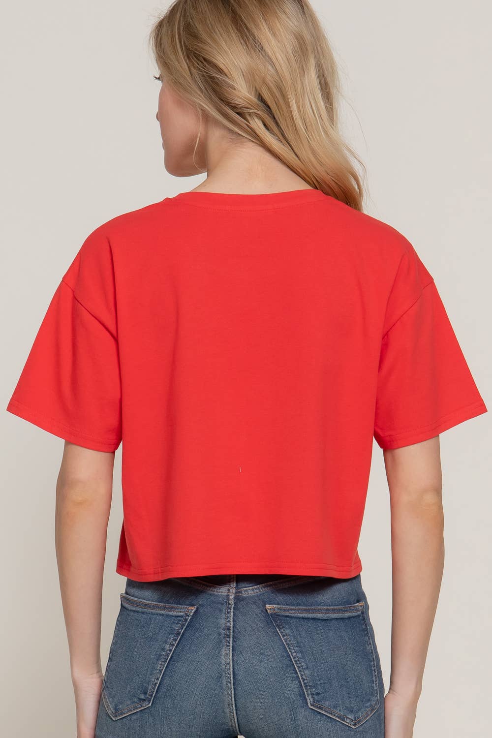 Short Sleeve Crew Neck Oversize Crop  Tee