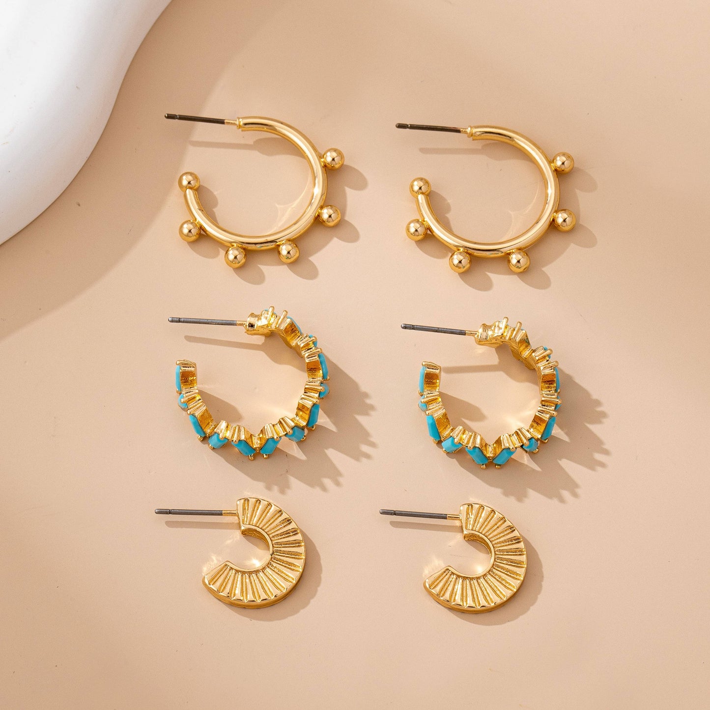 Turquoise Hoop Trio Earring Set