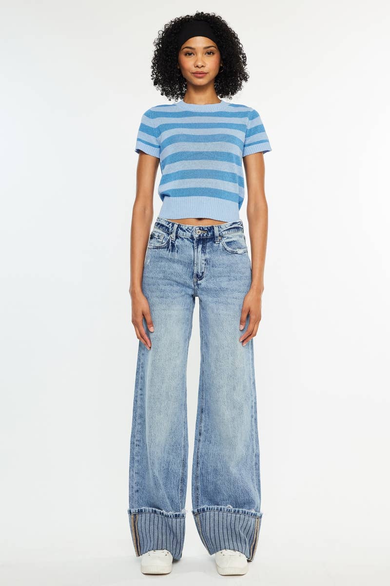 Kan Can Stripe Cuffed Jeans